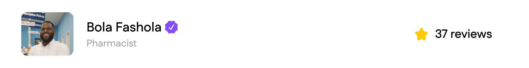 Verified pharmacist profile card